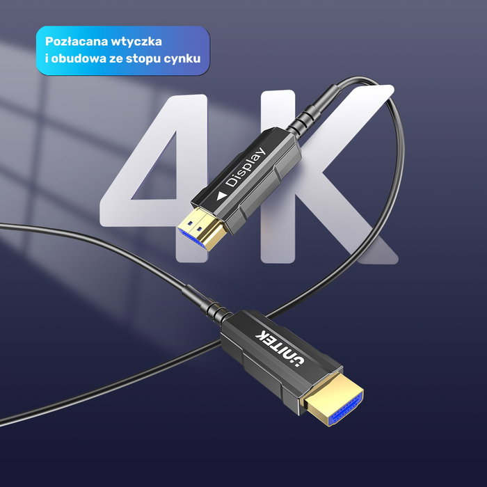 Unitek Cable de fibra óptica HDMI 2.0 AOC 4K 60Hz de 12 m