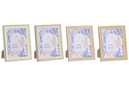 DKD Home Decor Set de Marcos de Fotos Estilo Scandi Beige y Natural 15x20 cm