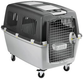 Kerbl Transportin Gulliver - Caja de Viaje 92x64x66cm Aprobada por IATA con Puerta de Metal y Alimentador