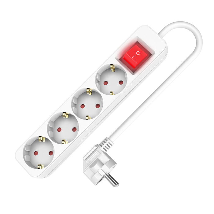 Regleta Enchufes 4 Tomas sin Interruptor TM Electron TMUAD504S Blanco 3680 W (1,5 m) (4 Unidades)