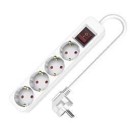 Regleta Enchufes 4 Tomas sin Interruptor TM Electron TMUAD504S Blanco 3680 W (1,5 m) (4 Unidades)