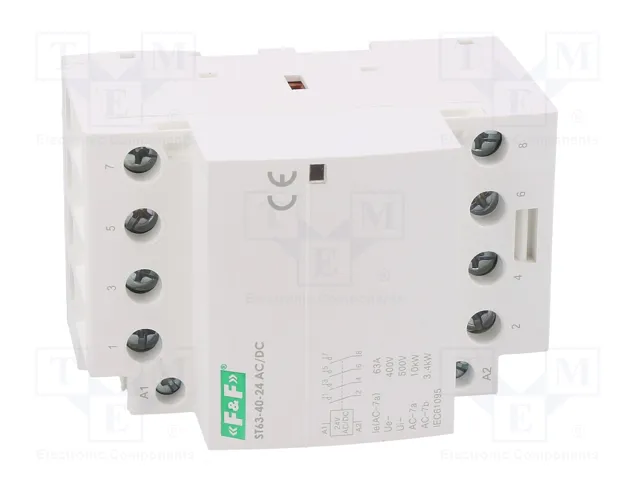 F&F Contactor de Instalación Modular 4-Polar 63A 24VAC/24VDC NO x4