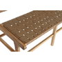 DKD Home Decor Banco de Teca y Piel Beige 140x59x89 cm