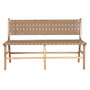 DKD Home Decor Banco de Teca y Piel Beige 140x59x89 cm