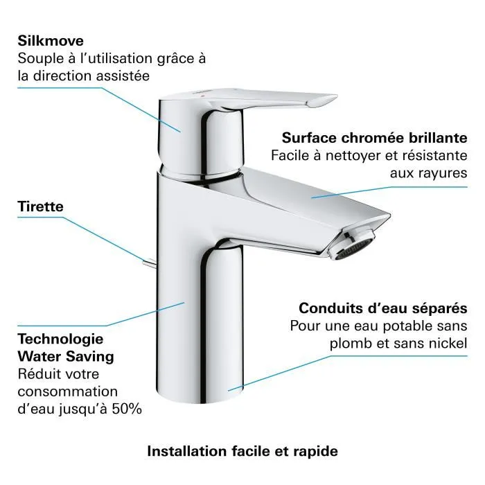 GROHE Mezclador monomando de lavabo Start Tamaño S - Grifería de baño y cocina cromo pulido GROHE Mezclador monomando de lavabo Start Tamaño S - Grifería de baño y cocina cromo pulido