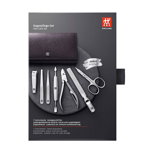 ZWILLING Manicure y Pedicure Set 7 Piezas con Cortauñas y Lima de Uñas, Acero Inoxidable
