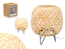 Giftdecor Lámpara Sobremesa Ovalada Bambú Natural Eléctrica 20 x 23 x 20 cm (Set de 6)