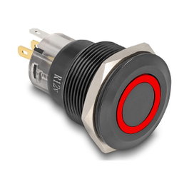 DeLOCK 22015 Interruptor pulsador con LED rojo y montaje de 22 mm