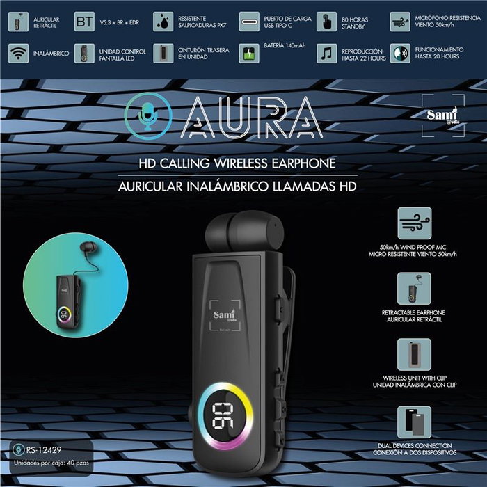 SAMI Auricular Aura Especial con Cancelación de Ruido y Alta Definición para Llamadas
