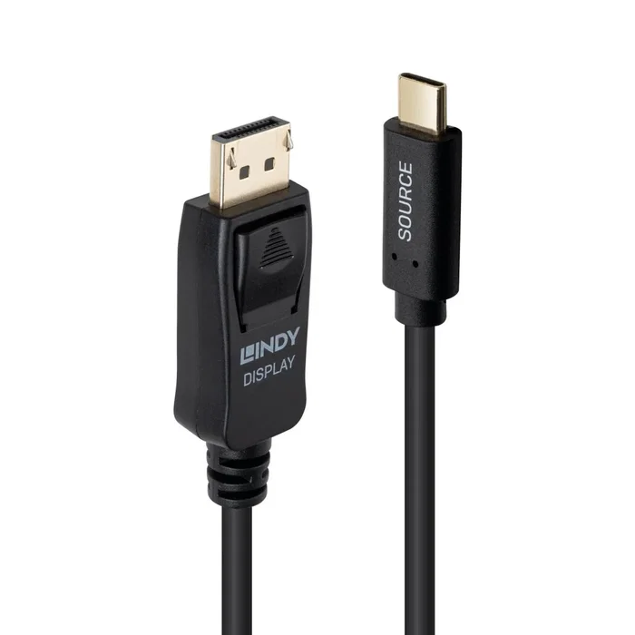 Lindy 43500 Adaptador Cable USB-C a DisplayPort 1 m Negro - 4K Ultra HD 3840x2160@60Hz, 21.6 Gbit/s, DP 1.2, Plug and Play