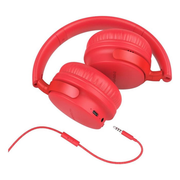 Energy Sistem Auriculares Style 3 Inalámbricos Bluetooth 5.1 Diadema Plegables Circumaural Rojo - 25 Horas Batería, Micrófono, USB-C