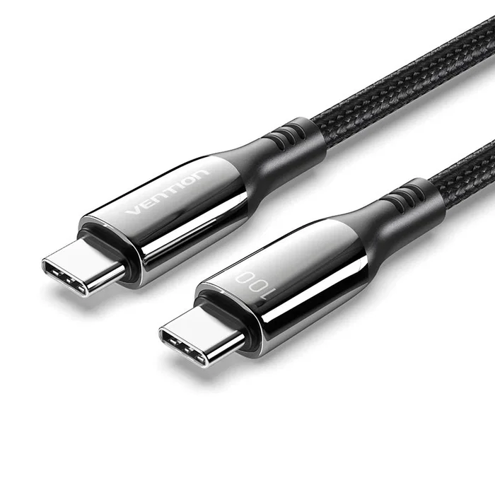 Vention Cable CTKBAV USB-C a USB-C 100W 5A para Carga Rápida y Datos 480Mbps, 1.2m, Negro