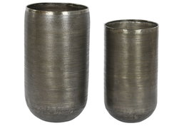 DKD Home Decor Set de 2 Maceteros de Aluminio Envejecido Verde Musgo y Dorado