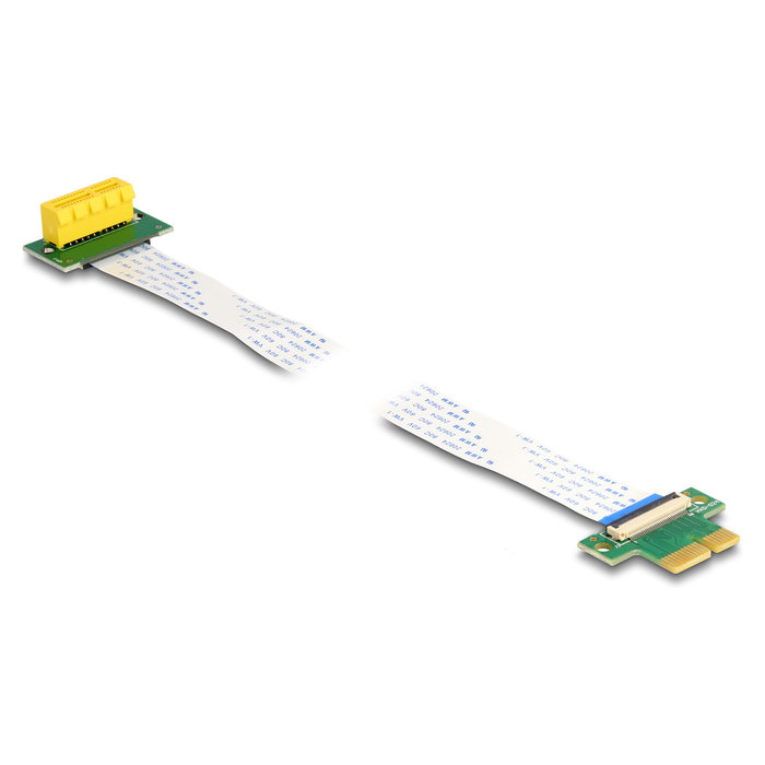 DeLOCK Riser PCI Express x1 a PCIe x1, Cable FPC 30 cm, Conector Macho a Hembra con Angulo 90 Grados, Blanco, CE