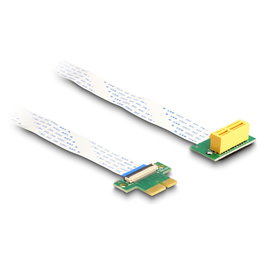 DeLOCK Riser PCI Express x1 a PCIe x1, Cable FPC 30 cm, Conector Macho a Hembra con Angulo 90 Grados, Blanco, CE