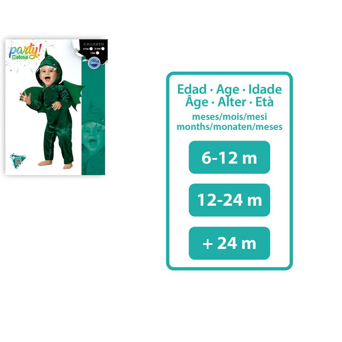 Disfraz de Dragón Verde con Alas para Bebé Unisex 6-12 Meses - Mono Completo y Capucha