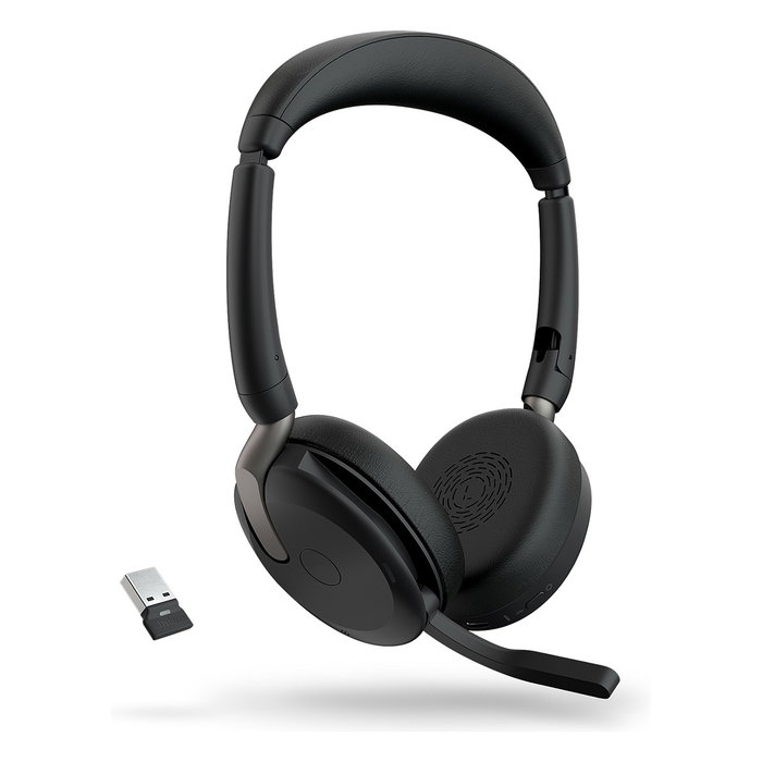 Jabra Evolve2 65 Flex UC Auriculares Diadema Inalámbricos para Oficina, Bluetooth 5.2, 32h Batería, Reducción de Ruido Pasiva, 20-20000 Hz, con Almohadillas