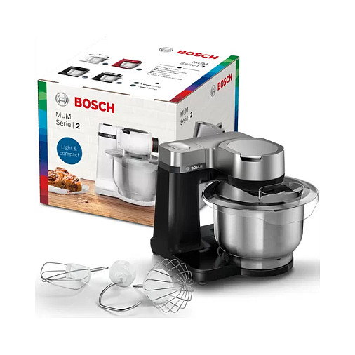 Bosch MUMS2VM00 Máquina de cocina Serie 2, 900 W, Negro/Plata Bosch MUMS2VM00 Máquina de cocina Serie 2, 900 W, Negro/Plata