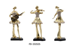 DKD Home Decor Figura de Resina Bailarina Músico, Pack de 3 unidades