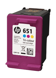 HP Tinta Ink 651 C2P11AE Cartucho de Tinta Tricolor Cian, Magenta, Amarillo para Impresoras HP