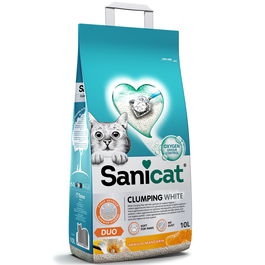 Sanicat Clumping White-Duo 10L Bentonita Arena Aglomerante Vainilla Mandarina