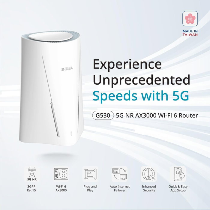 D-Link G530V2 Router Inalámbrico 5G NR Wi-Fi 6 Doble Banda Blanco