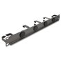 DeLOCK Panel de gestión de cables 19″ con 4 entradas de goma y 5 ganchos metálicos 1U gris oscuro