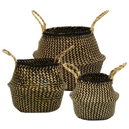 Home Deco Factory Conjunto de 3 Cestas Thai Bicolor con Asas