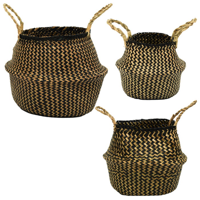 Home Deco Factory Conjunto de 3 Cestas Thai Bicolor con Asas Home Deco Factory Conjunto de 3 Cestas Thai Bicolor con Asas