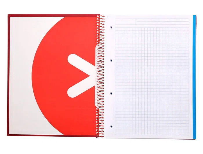 Antartik Cuaderno espiral micro a4 tapa forrada 120h cuadro 5mm 5 bandas 4 taladros color frambuesa