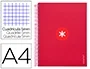 Antartik Cuaderno espiral micro a4 tapa forrada 120h cuadro 5mm 5 bandas 4 taladros color frambuesa