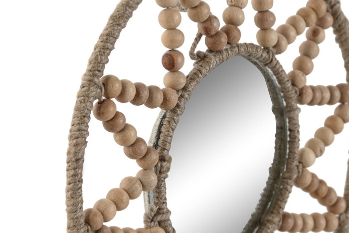 DKD Home Decor Set de 3 Espejos de Madera y Cristal Natural DKD Home Decor Set de 3 Espejos de Madera y Cristal Natural