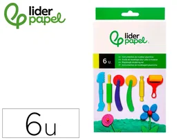 Liderpapel Caja de 6 Piezas Surtidas de Instrumentos de Modelar para Plastilina, Plástico Resistente, Útiles Manualidades