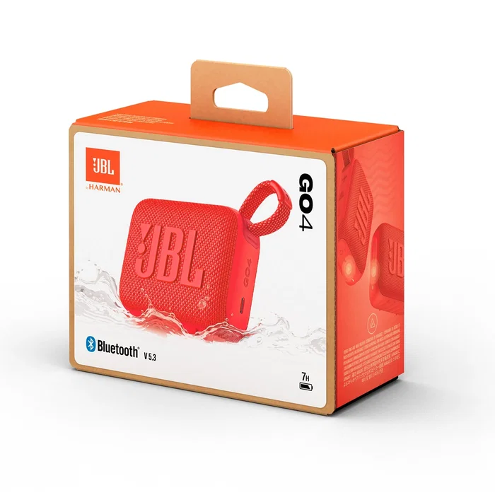 JBL Go 4 Altavoz Portátil Bluetooth, 4.2W, Rojo, Resistente al Agua IP67, Batería 7h, USB-C