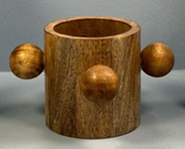 DKD Home Decor Jarrón de Mango Bolas Marrón 16x16x10 cm