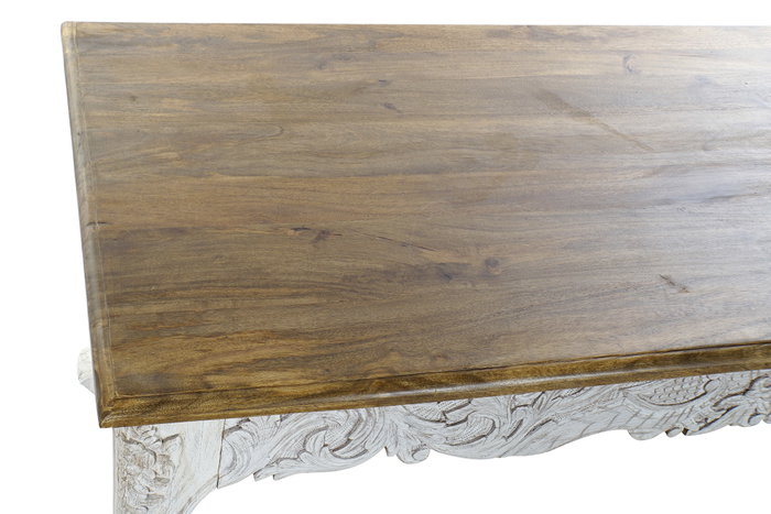 DKD Home Decor Mesa de Comedor Mango con Detalles de Pavo Real