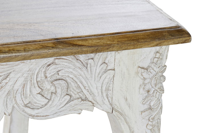 DKD Home Decor Mesa de Comedor Mango con Detalles de Pavo Real