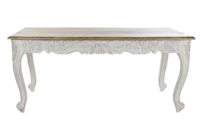 DKD Home Decor Mesa de Comedor Mango con Detalles de Pavo Real