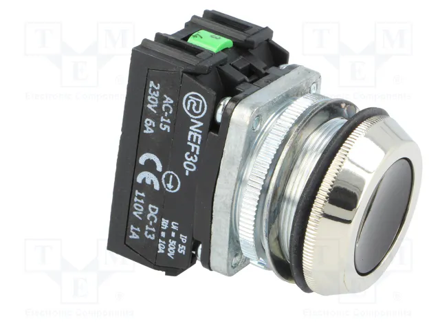 PROMET Interruptor de presión 30mm NC + NA negro PROMET Interruptor de presión 30mm NC + NA negro