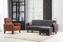 Atelier Del Sofa Conjunto de Sofá Esquinero y Silla Wing - Gris Oscuro - Anchura 216 cm, Altura 86 cm, Profundidad 130 cm