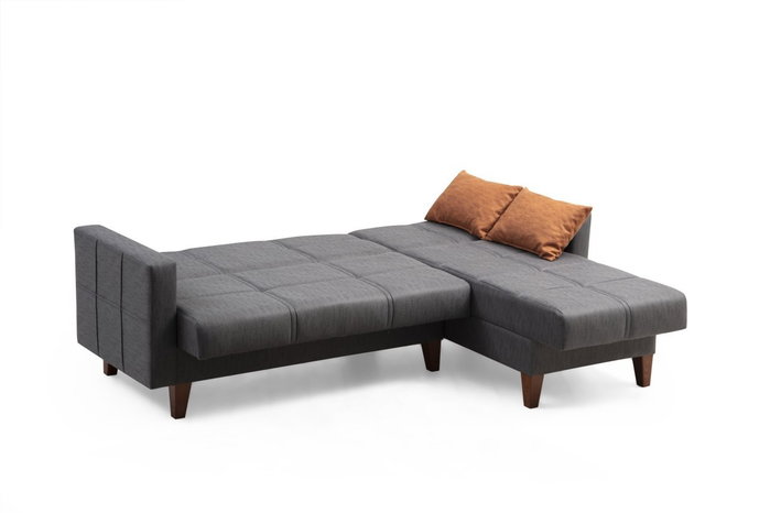 Atelier Del Sofa Conjunto de Sofá Esquinero y Silla Wing - Gris Oscuro - Anchura 216 cm, Altura 86 cm, Profundidad 130 cm