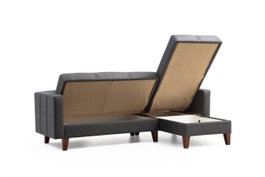 Atelier Del Sofa Conjunto de Sofá Esquinero y Silla Wing - Gris Oscuro - Anchura 216 cm, Altura 86 cm, Profundidad 130 cm