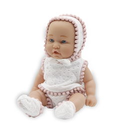 Tachan Muñeca 26cm Conjunto Vestido Blanco Con Gorrito T01067