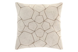 DKD Home Decor Cojín de Algodón Bordado a Mano Crudo 45x45 cm