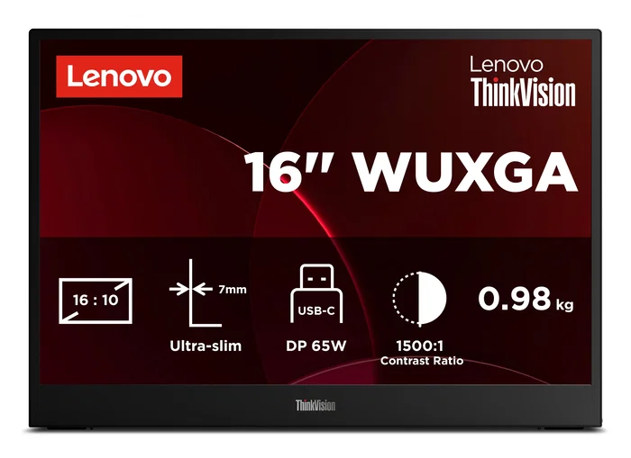 Lenovo ThinkVision M16 Monitor Portátil 16 pulg WUXGA IPS Negro