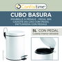 Confortime Cubo Basura Metal C/Pedal 5Lt Blanco 20.6 cm Ancho x 27.4 cm Alto x 27 cm Largo (6 Unidades)