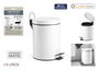 Confortime Cubo Basura Metal C/Pedal 5Lt Blanco 20.6 cm Ancho x 27.4 cm Alto x 27 cm Largo (6 Unidades)