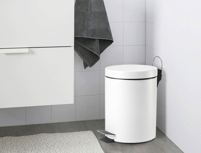 Confortime Cubo Basura Metal C/Pedal 5Lt Blanco 20.6 cm Ancho x 27.4 cm Alto x 27 cm Largo (6 Unidades)