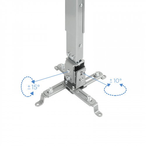 Tooq Soporte de Techo para Proyector PJ2012T-S Plata, Inclinable, Distancia Ajustable 13-65 cm, Peso Máx 20 kg