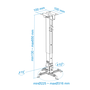TooQ Soporte Techo Proyector PJ2012T-S, Carga Máxima 20kg, Inclinable +/-15°, Longitud Ajustable 13-65cm, Color Plata